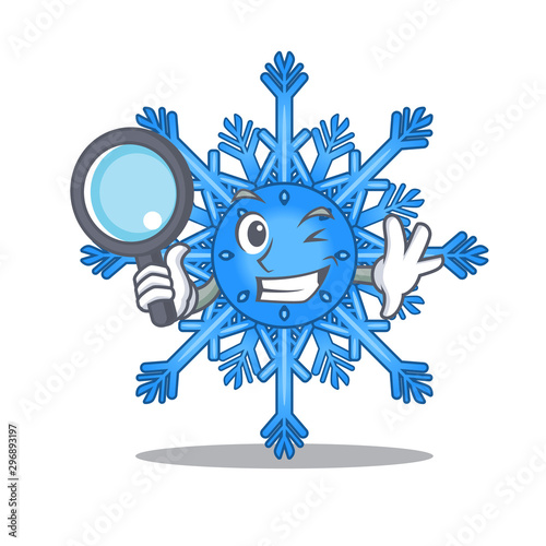 Detective snowflake hung on character christmas tree