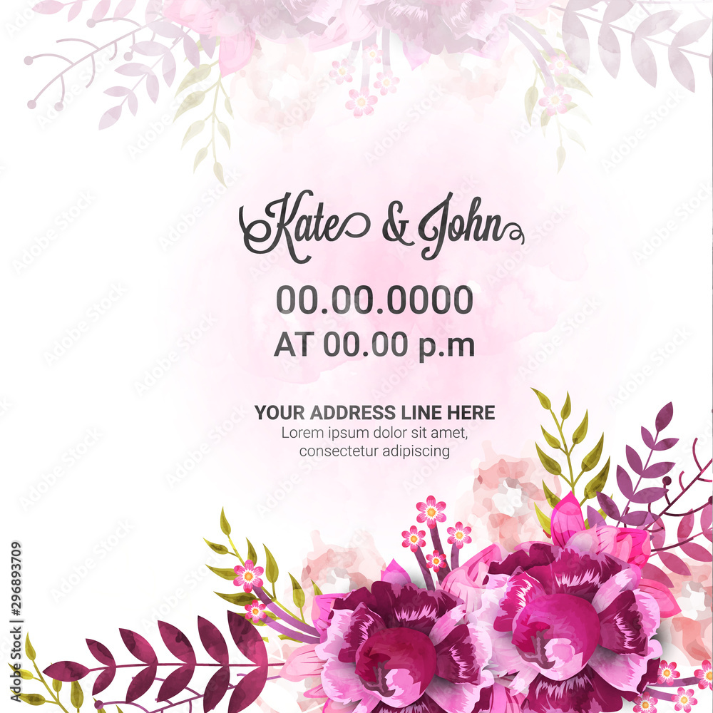 Wedding Invitation Card with beautiful flowers.