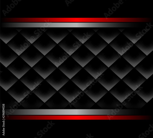 Black 3D background with square pattern.