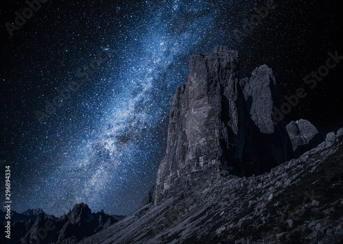 Milky way over Tre Cime at night, Dolomites