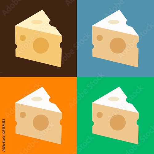 Swiss cheese or emmental cheese flat color icon for food apps and websites 
