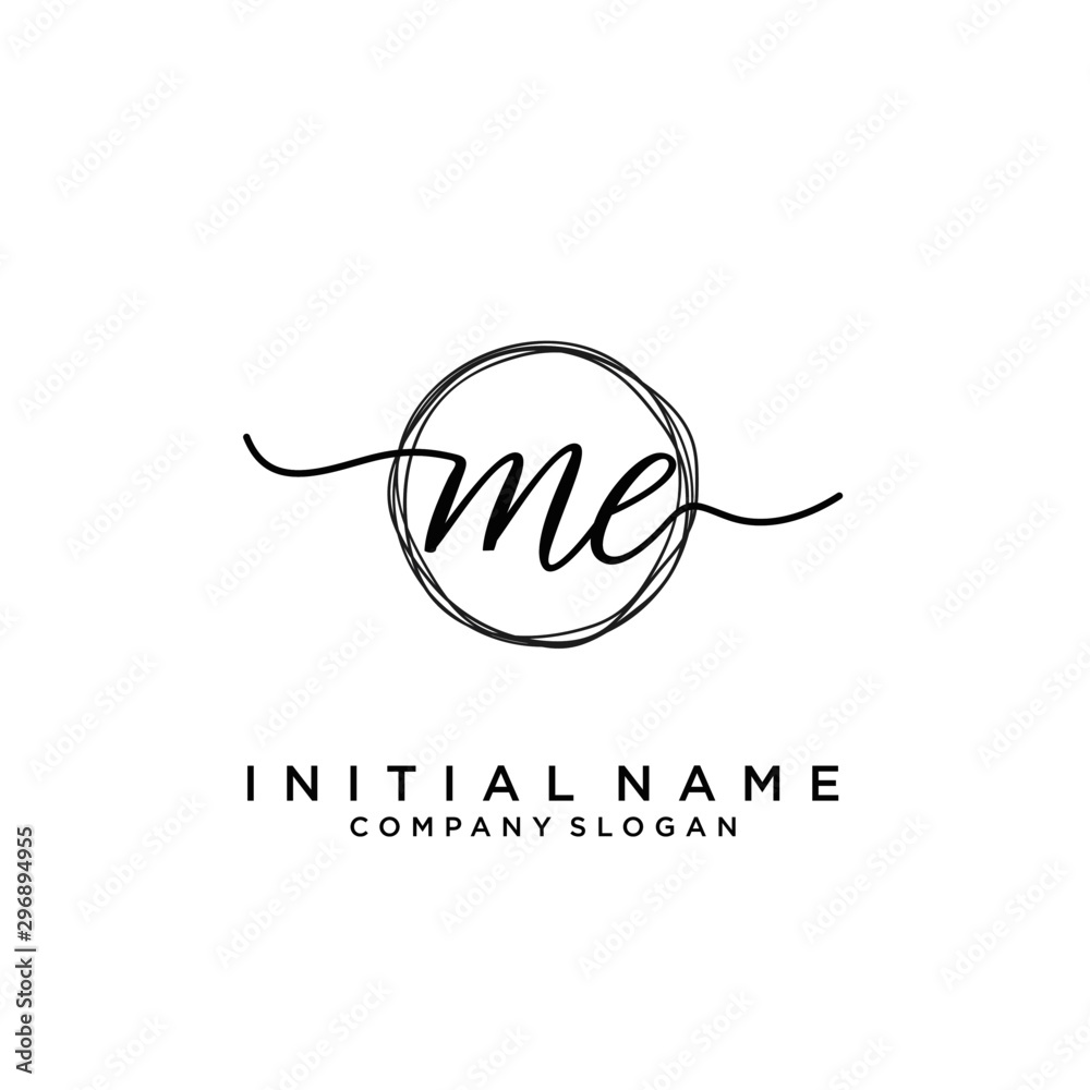 ME Initial handwriting logo with circle template ME Initial handwriting logo with circle template