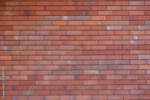 Red brick wall texture, smooth masonry.