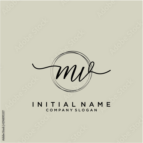 MV Initial handwriting logo with circle template
