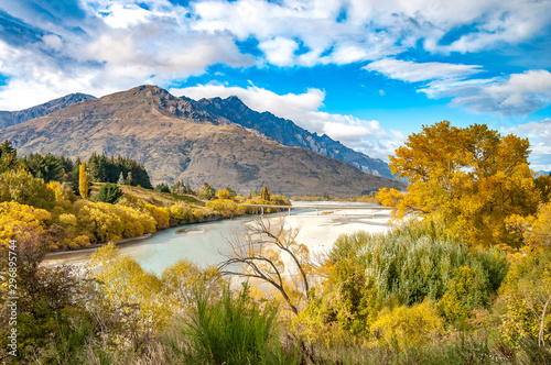 road bridge over dunstan lake near Queenstown New Zealand, south island