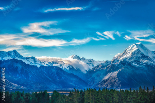 New Zealand scenic mountain landscape shot at Mount Cook National Park. © naughtynut