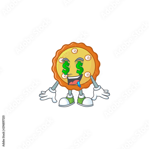 Money eye apple pie cartoon character with mascot