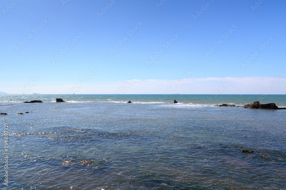 Panorama of mediterranean sea at Acre Old City, Israel