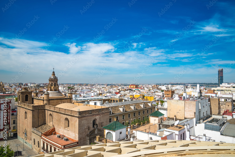 From the top of the Space Metropol Parasol (Setas de Sevilla) one have the best view of the city of Seville, Spain. It provides a unique view of the old city center