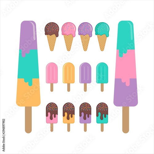 Ice Cream Fruits Flavored Vector Design