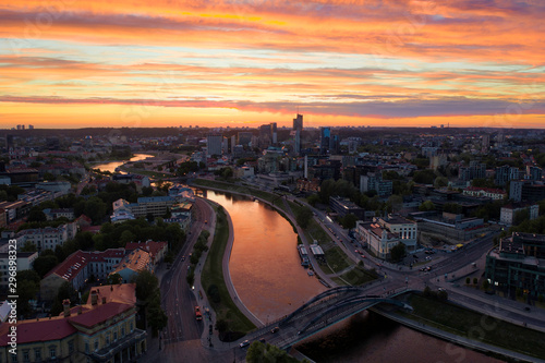 Sunset over central Vilnius, Lithuania, taken in May 2019