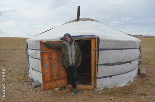 Woman in Mongolian Yurt photo