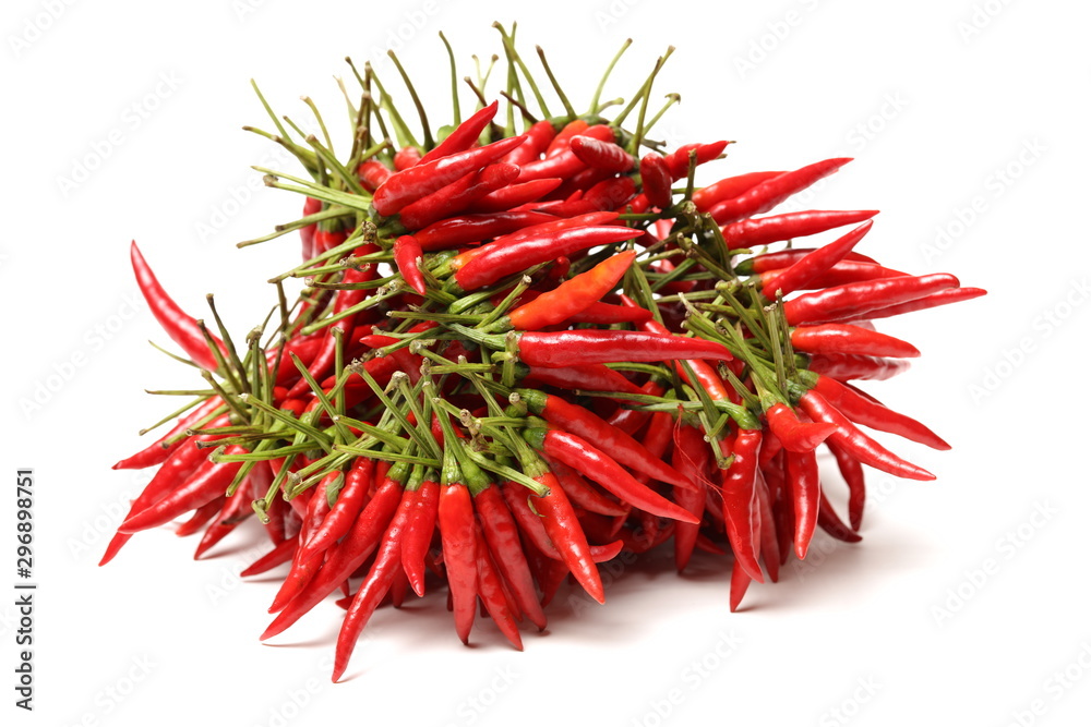 Fototapeta premium Red chili peppers on white background