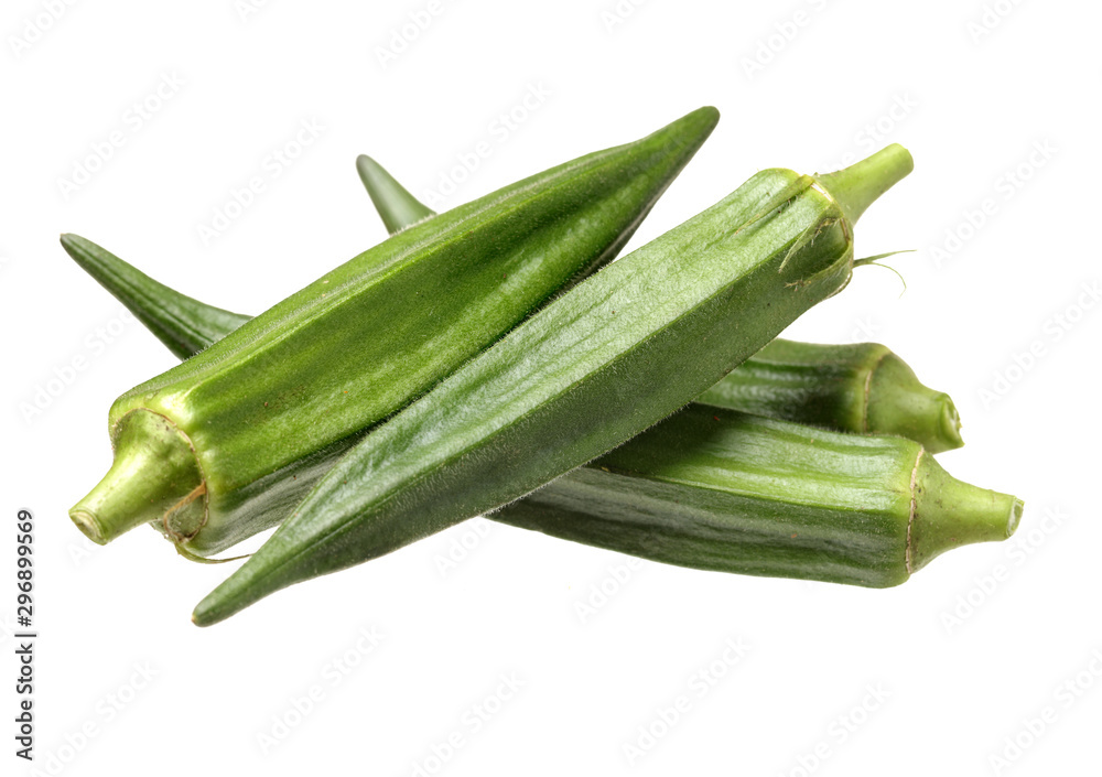 Fresh young okra isolated on white background Fresh young okra isolated on white background