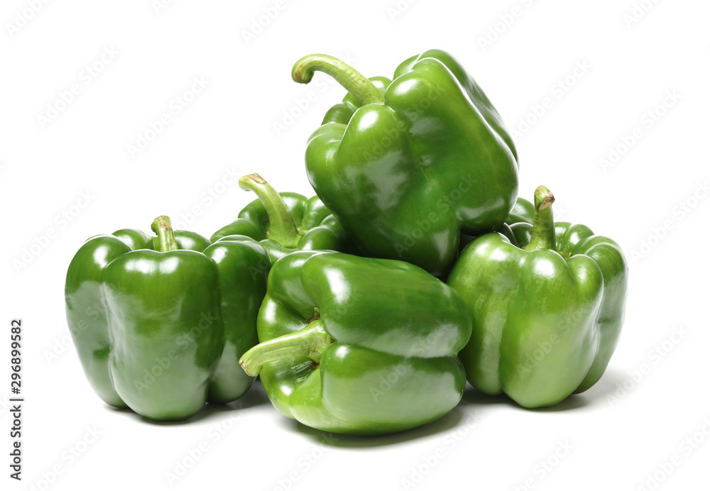 fresh green bell pepper (capsicum) on a white background fresh green bell pepper (capsicum) on a white background