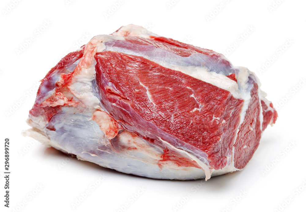 raw beef in wooden board isolated on white background raw beef in wooden board isolated on white background