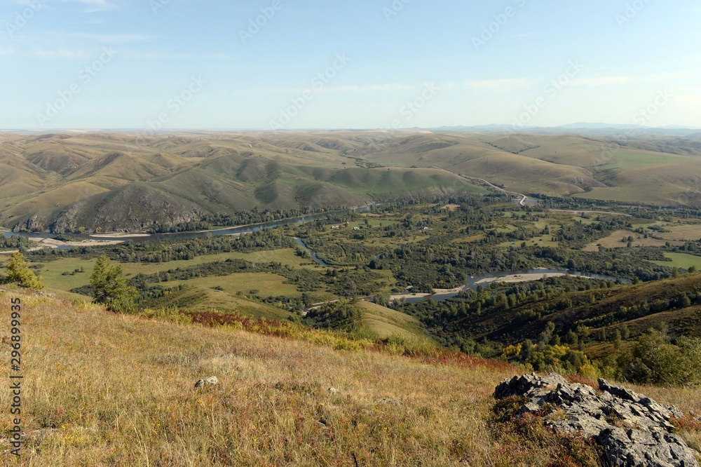 Naklejka premium Valley of the mountain river Charysh. Altai region.Western Siberia. Russia