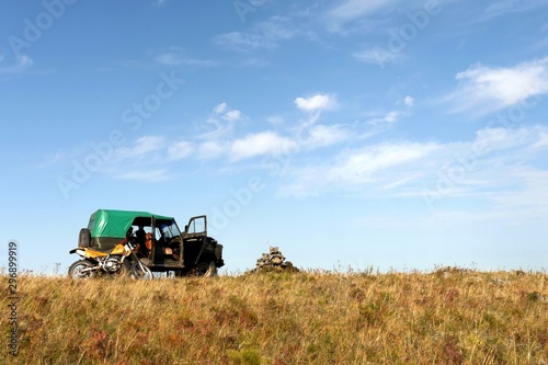  UAZ-469 high-terrain vehicle in the foothills of Altai
