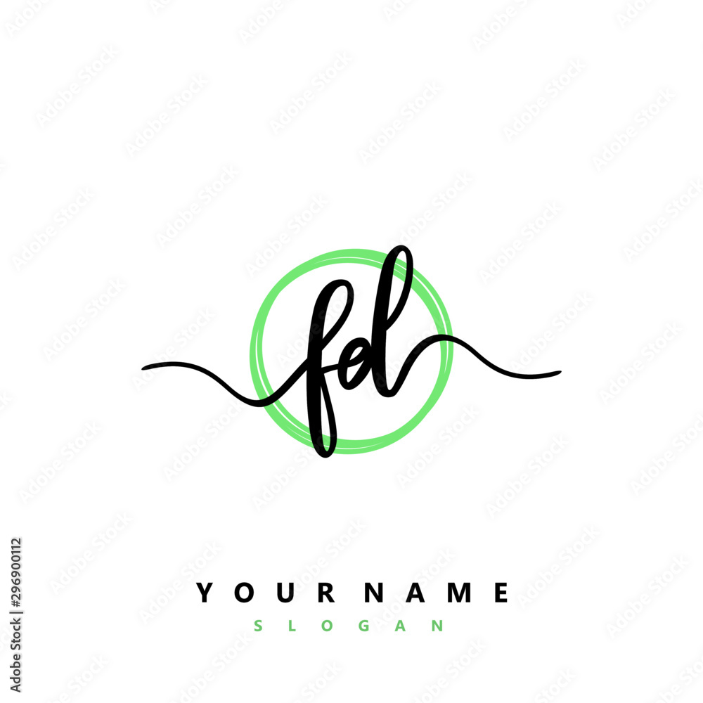 FD Initial handwriting logo vector	