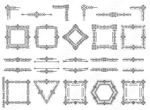 Text frame monogram devider corner art vector set