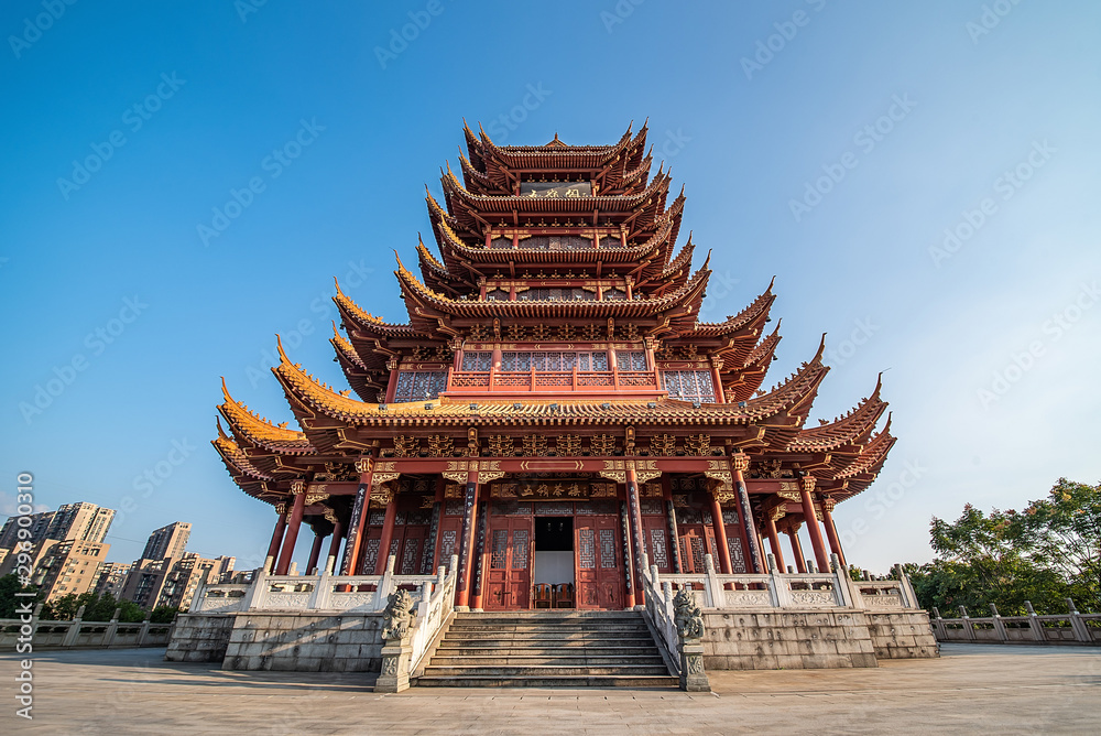 Fototapeta premium Chinese Classical Pavilion Building Wuling Pavilion, Wuling Park, Cangzhou City, Hunan Province