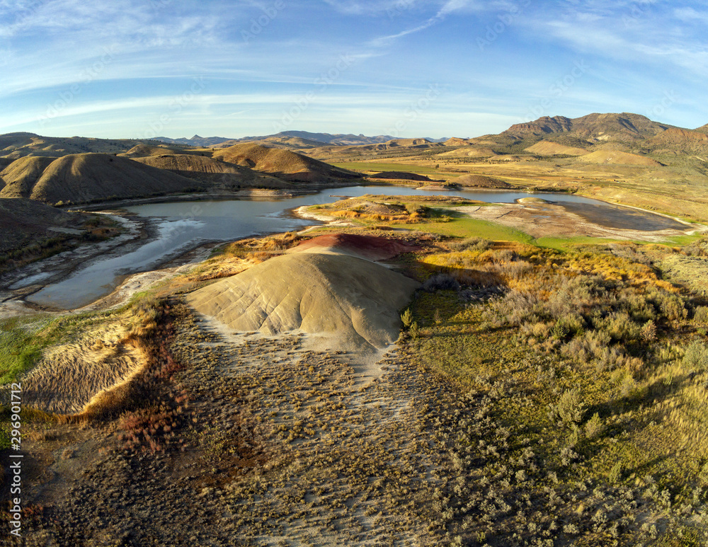 More Audacious aerial Photography of the vibrant and photogenic John Day Fossil Beds and the iridescent Painted Hills Reservoir of Wheeler County in Mitchell, Oregon