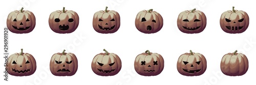 Pop art Halloween pumpkin retro tone illustration