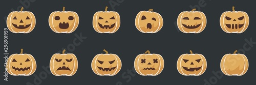 Pumpkin smile Halloween, simple toon flat concept