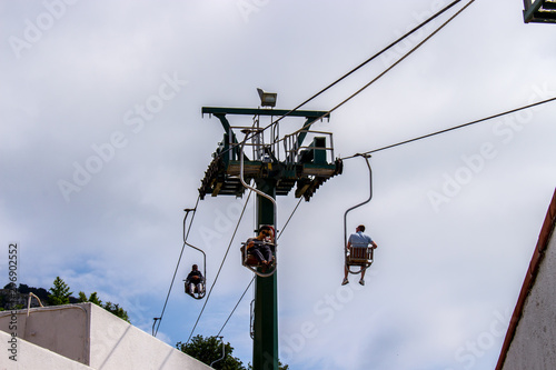 People on the Funicular above the island of Capri, Italy