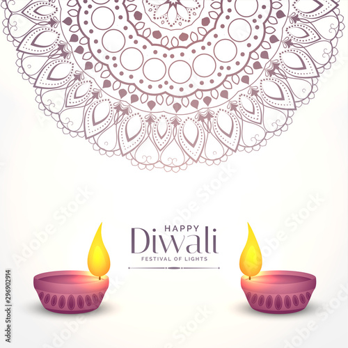 elegant white diwali background with two diya design