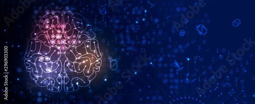 Quantum processing. Deep learning artificial intelligence. Future new technology  for business or science presentation