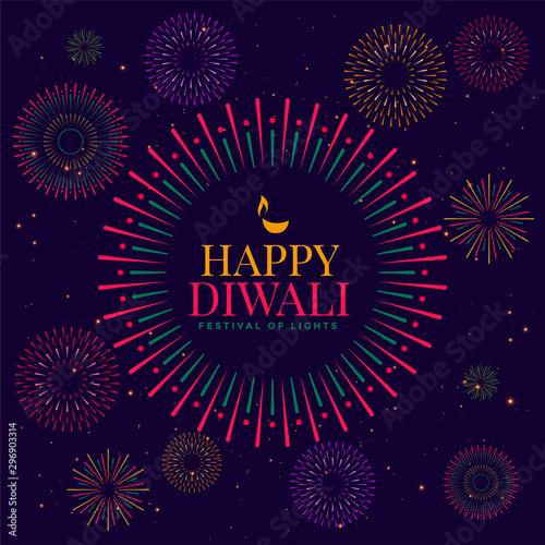 happy diwali celebration firework background festival design