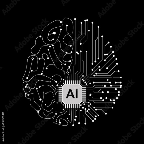 Quantum processing. Deep learning artificial intelligence. Future new technology  for business or science presentation