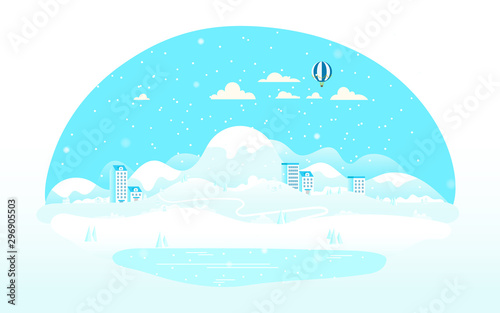 Winter season landscape vector illustration
