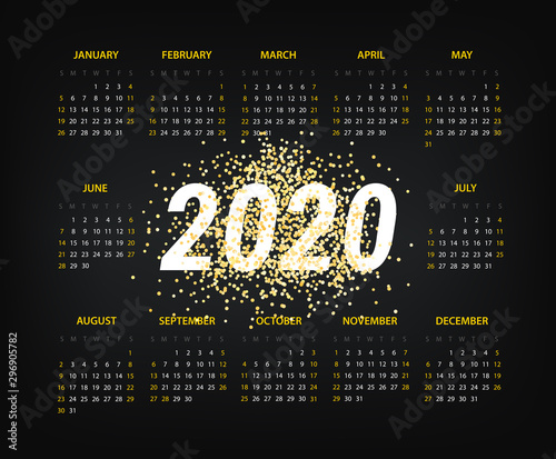 Two thousand twenty new year calendar template photo