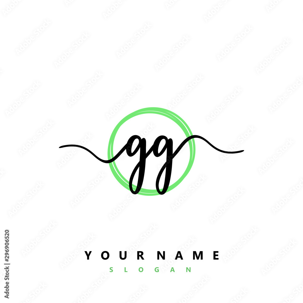 GG Initial handwriting logo vector GG Initial handwriting logo vector