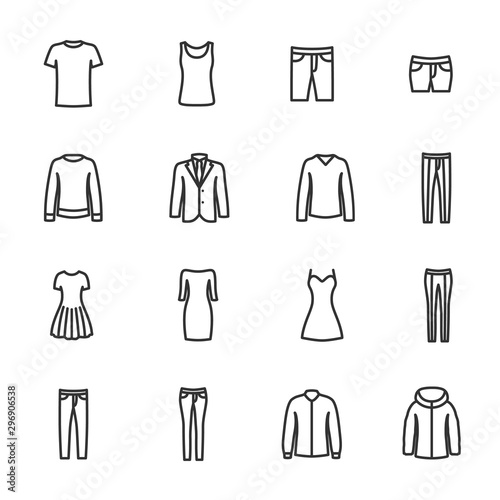 Vector set of clothing line icons.