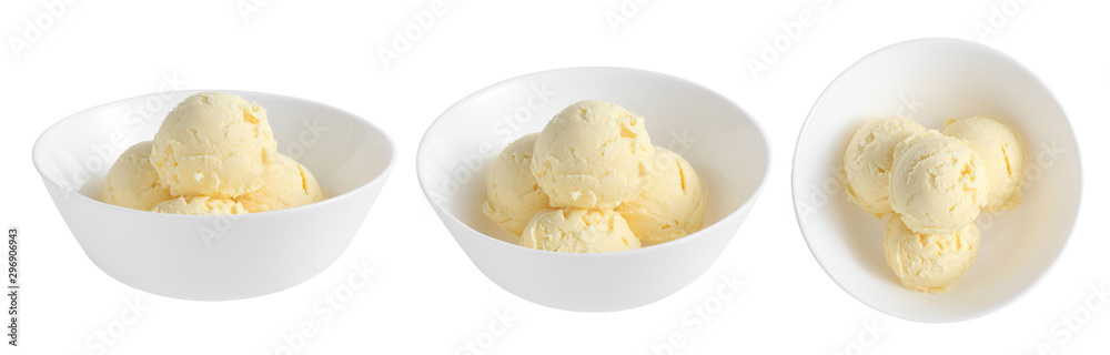 group of vanilla ice cream in ceramic cup isolated on white background group of vanilla ice cream in ceramic cup isolated on white background