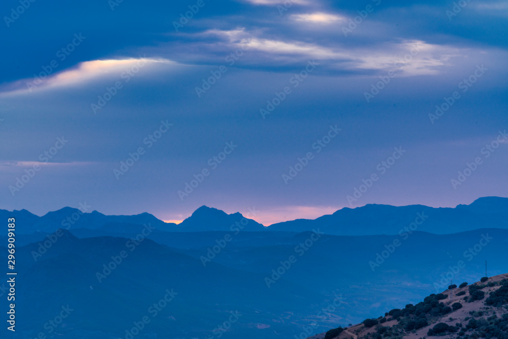 Sunset in the mountains of Los Guajares (Spain)