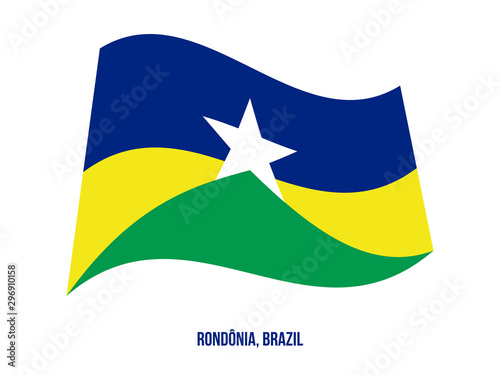 Rondonia Flag Waving Vector Illustration on White Background. States Flag of Brazil. photo