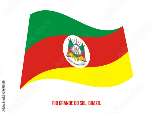 Rio Grande do Sul Flag Waving Vector Illustration on White Background. States Flag of Brazil.