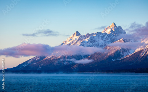 Mountain covered by snow and cloud in Grand Teton National Park