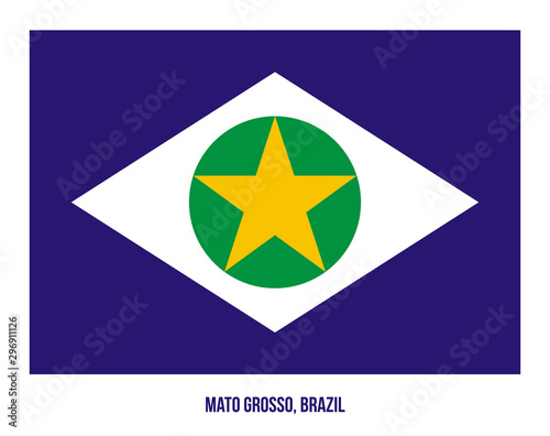 Mato Grosso Flag Vector Illustration on White Background. States Flag of Brazil.