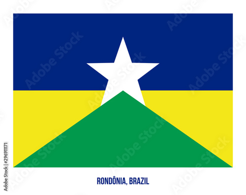 Rondonia Flag Vector Illustration on White Background. States Flag of Brazil. photo