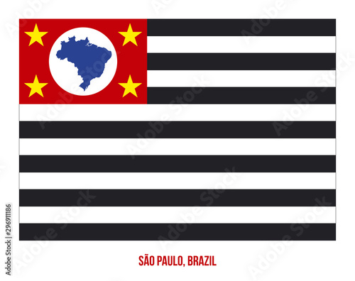Sao Paulo Flag Vector Illustration on White Background. States Flag of Brazil.