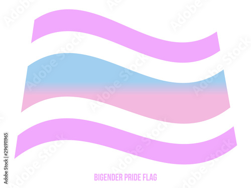 Bigender Pride Flag Waving Vector Illustration Designed with Correct Color Scheme