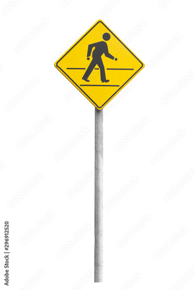 Pedestrian crossing sign on white background Pedestrian crossing sign on white background