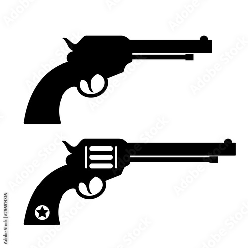 Gun revolver silhouette vector icon