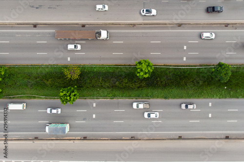 Aerial Drone View of cars on the Street in Thailand