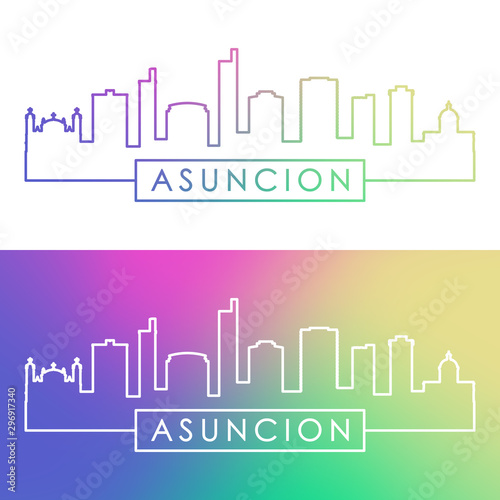 Asuncion skyline. Colorful linear style. Editable vector file. photo